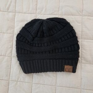 C.C Black Ribbed Beanie